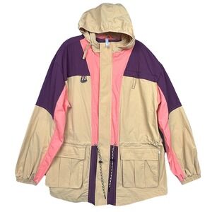 Fabletics By Khloe Kardashian The Heights Cargo Jacket Women XLarge Beige Purple